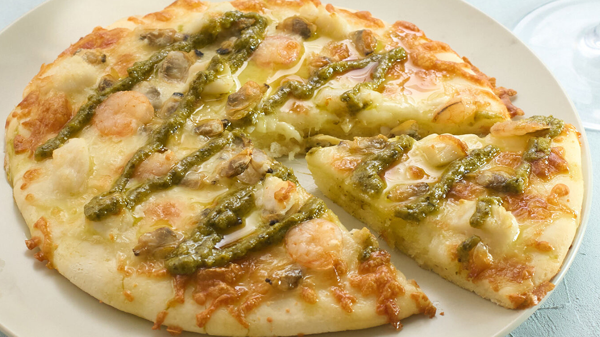 米粉のシーフードピザ