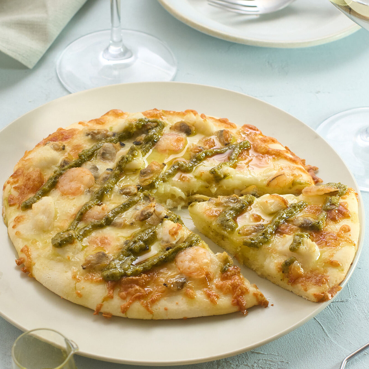 米粉のシーフードピザ