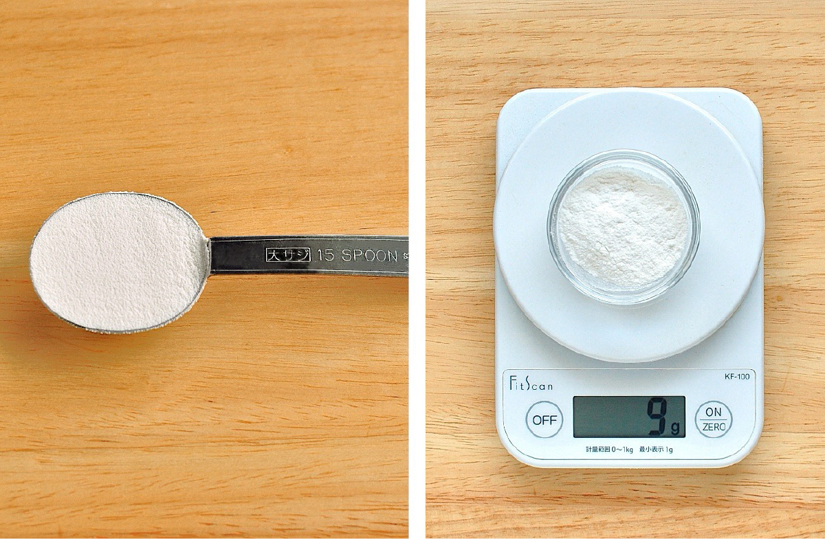 米粉の大さじ1杯は「約9g」