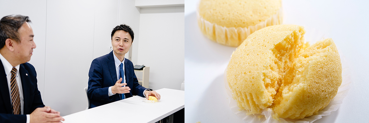 老舗パン店が製造を担い誕生現代のニーズに着目した米粉の蒸しケーキ。